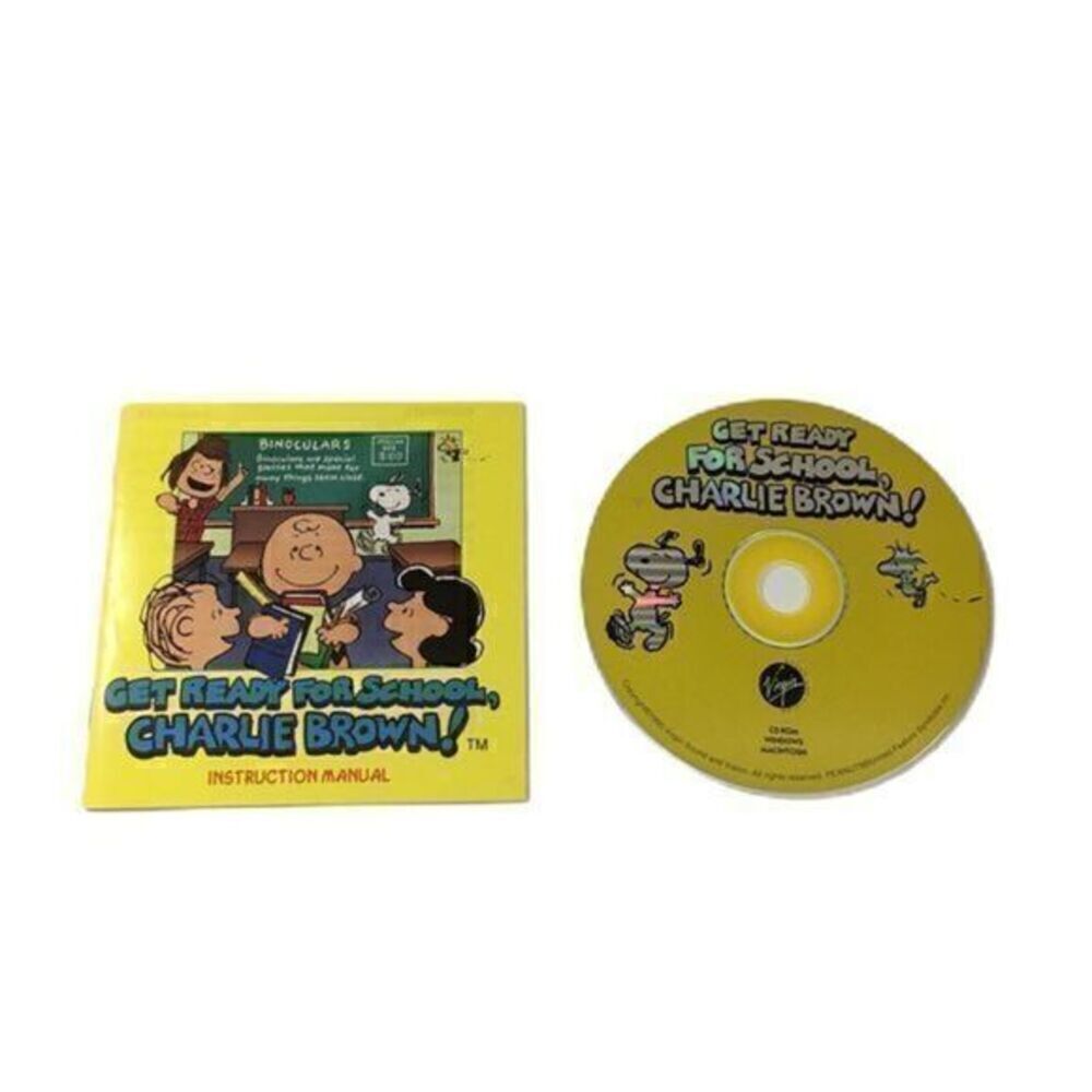 Get Ready for School, Charlie Brown Windows 95 CD Rom Instruction Manual PC